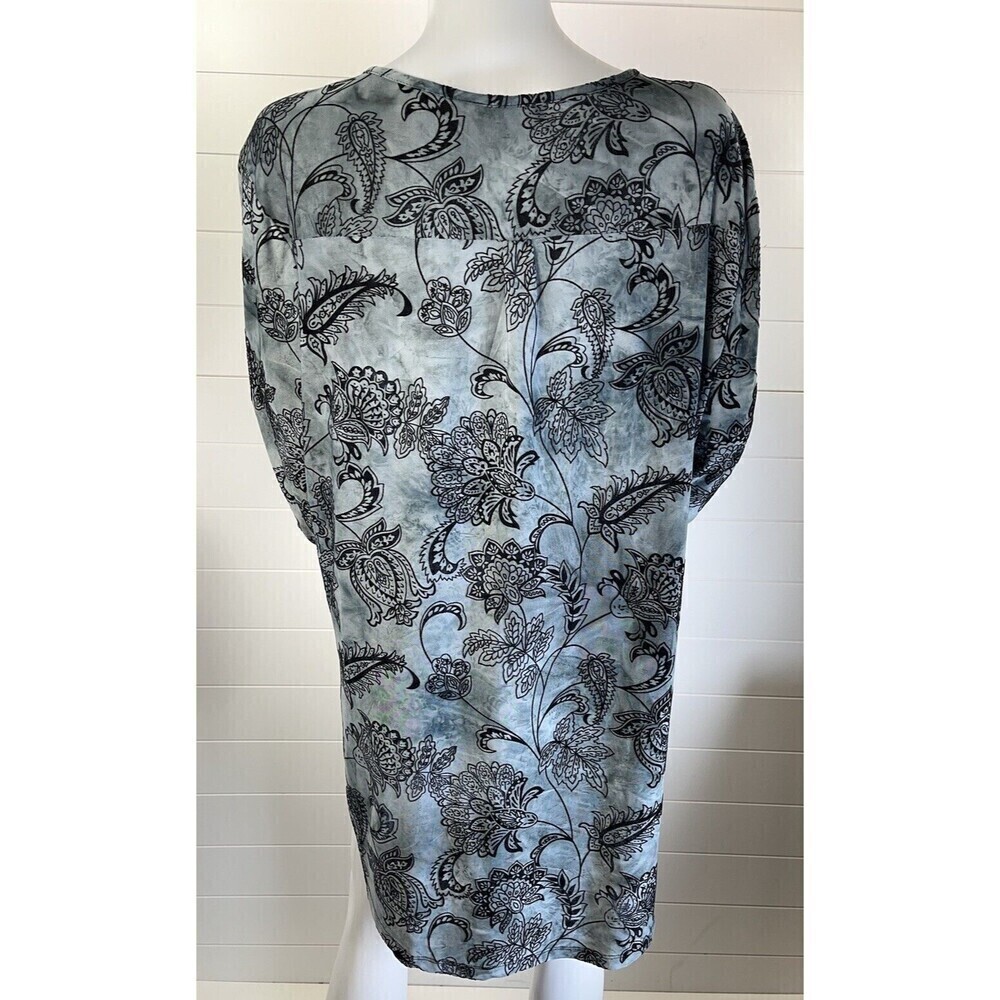 Burnout Velvet Blouse Gray/Black Sz XL Paisley Whimsygoth Fairy Grunge Witchy - Picture 7 of 12